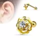 Серьга (микроштанга) для пирсинга трагуса/хеликса, хряща уха "Роза" PiercedFish JA15957 из стали с фианитами