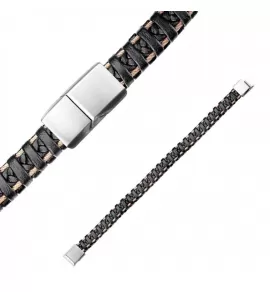 Браслет мужской из экокожи TATIC SLQ-1005 с нержавеющей сталью