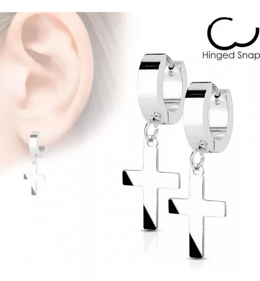 Набор серьги-кольца 3 пары TATIC SET-SE2079 из стали, с подвесками кресты
