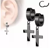 Набор серьги-кольца 3 пары TATIC SET-SE2079 из стали, с подвесками кресты