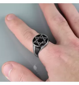 Мужской перстень из стали Spikes R-Q8056, со звездой Давида