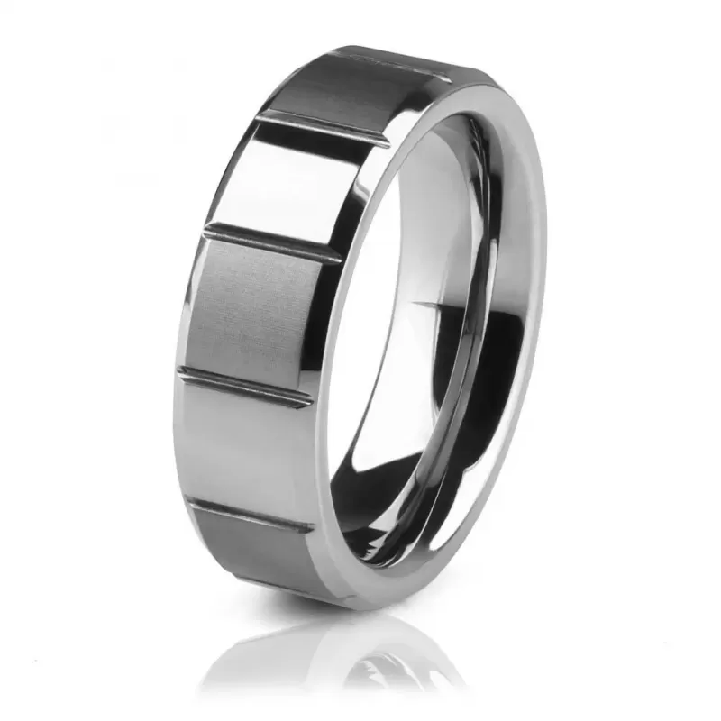 Кольцо из карбида вольфрама INFY R-TG-5014 с квадратными гранями