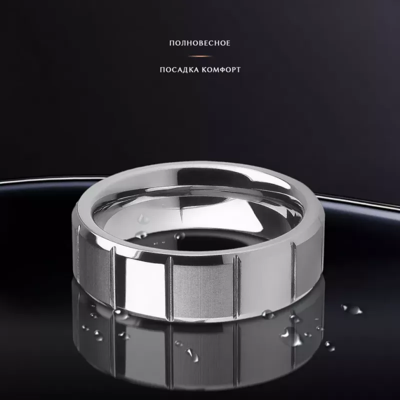 Кольцо из карбида вольфрама INFY R-TG-5014 с квадратными гранями