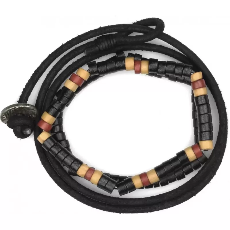 Набор мужских браслетов из кожи и дерева Local League CS-LBM21 в спортивном стиле