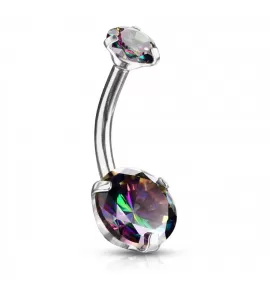 Серьга банан для пирсинга пупка Piercedfish NS017-VM из стали с фианитами