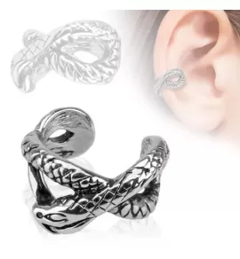 Серьга-обманка (каффа, клипса на хеликс) TATIC EC14595 с змеей (имитация пирсинга хряща уха)