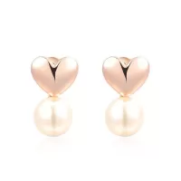 Серьги ROZI RR-03175B в форме сердца с жемчужиной