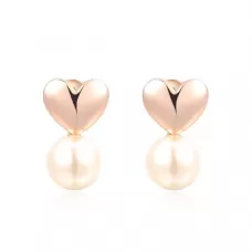Серьги ROZI RR-03175B в форме сердца с жемчужиной