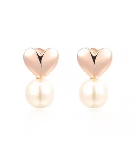 Серьги ROZI RR-03175B в форме сердца с жемчужиной