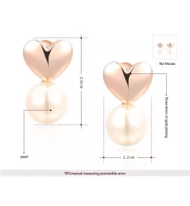 Серьги ROZI RR-03175B в форме сердца с жемчужиной
