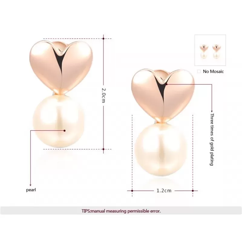Серьги ROZI RR-03175B в форме сердца с жемчужиной