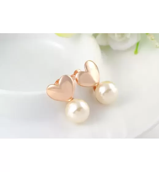 Серьги ROZI RR-03175B в форме сердца с жемчужиной
