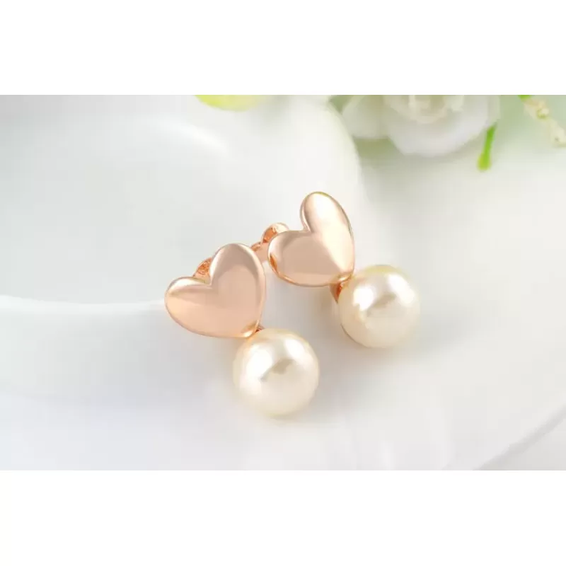 Серьги ROZI RR-03175B в форме сердца с жемчужиной