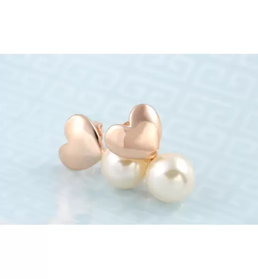 Серьги ROZI RR-03175B в форме сердца с жемчужиной