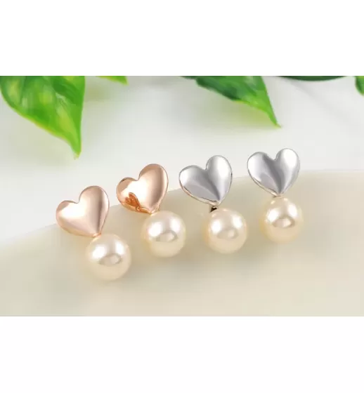 Серьги ROZI RR-03175B в форме сердца с жемчужиной