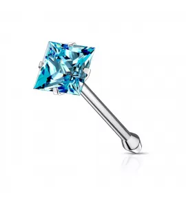 Серьга-гвоздик (нострил) для пирсинга крыла носа PiercedFish NOSEB09 с фианитом ромбической формы