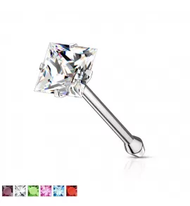 Серьга-гвоздик (нострил) для пирсинга крыла носа PiercedFish NOSEB09 с фианитом ромбической формы