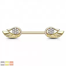 Штанга для пирсинга сосков PiercedFish KR14578-C из стали с фианитами