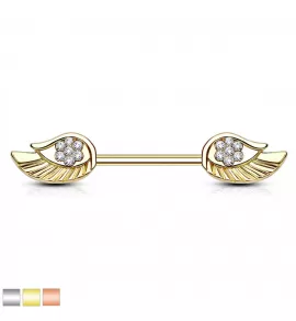 Штанга для пирсинга сосков PiercedFish KR14578-C из стали с фианитами