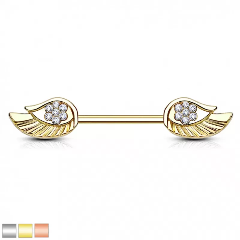 Штанга для пирсинга сосков PiercedFish KR14578-C из стали с фианитами