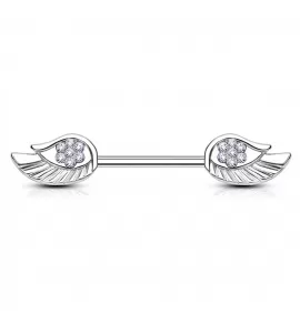 Штанга для пирсинга сосков PiercedFish KR14578-C из стали с фианитами