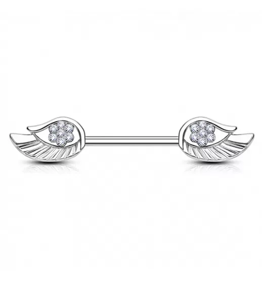 Штанга для пирсинга сосков PiercedFish KR14578-C из стали с фианитами