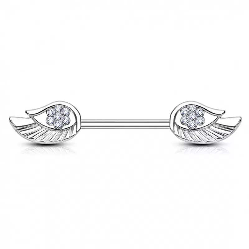 Штанга для пирсинга сосков PiercedFish KR14578-C из стали с фианитами