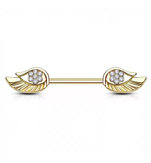 Штанга для пирсинга сосков PiercedFish KR14578-C из стали с фианитами