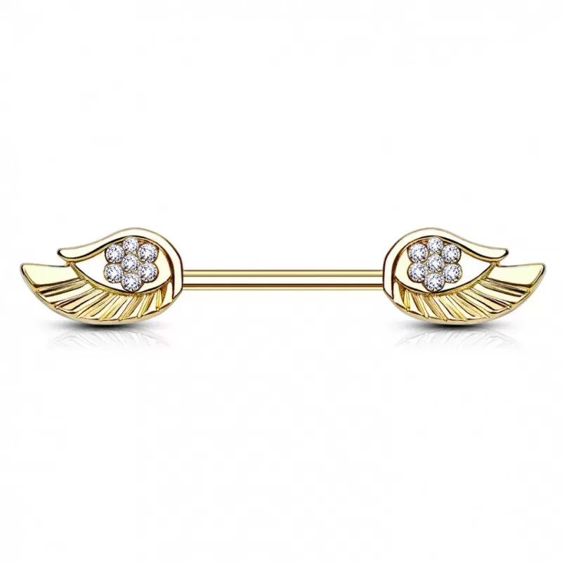 Штанга для пирсинга сосков PiercedFish KR14578-C из стали с фианитами