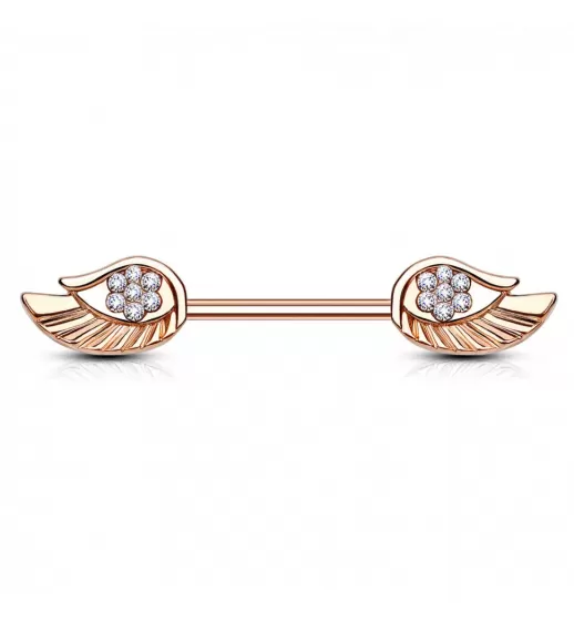 Штанга для пирсинга сосков PiercedFish KR14578-C из стали с фианитами