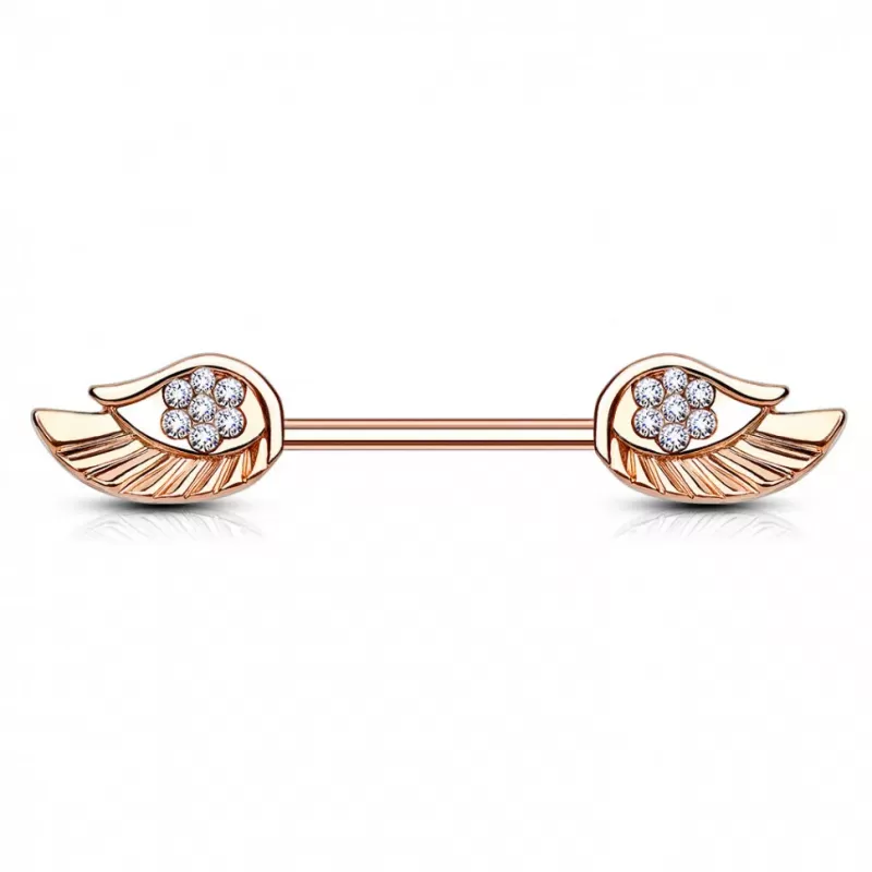 Штанга для пирсинга сосков PiercedFish KR14578-C из стали с фианитами