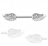 Штанга для пирсинга сосков PiercedFish KR14578-C из стали с фианитами
