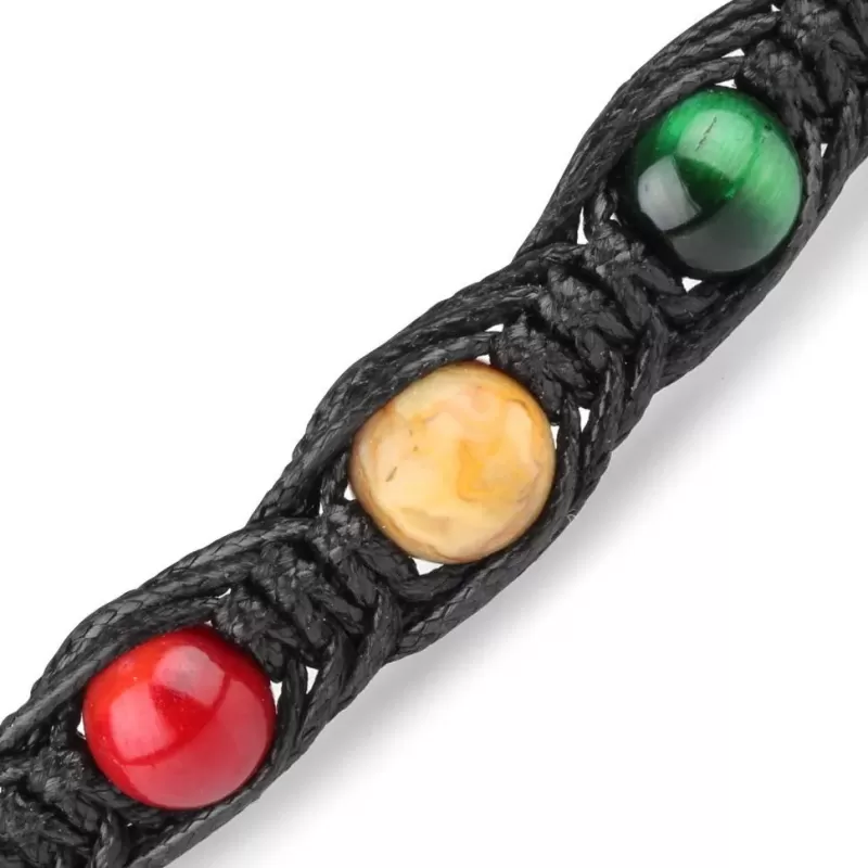 Браслет Шамбала из камня тигровый глаз, коралла, агата Everiot Select LNS-0283 со знаком мира Пацифик