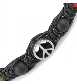 Браслет Шамбала из камня тигровый глаз, коралла, агата Everiot Select LNS-0283 со знаком мира Пацифик