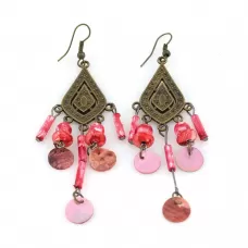 Серьги Indigo ING-RR-110 в форме капли с розовыми подвесками