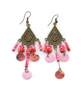 Серьги Indigo ING-RR-110 в форме капли с розовыми подвесками