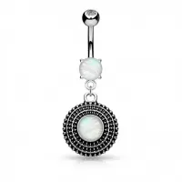Серьга для пирсинга пупка PiercedFish N18128 с имитацией опала