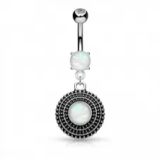 Серьга для пирсинга пупка PiercedFish N18128 с имитацией опала
