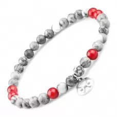 Браслет со знаками зодиака на резинке Everiot Select LNS-6021 из яшмы и коралла