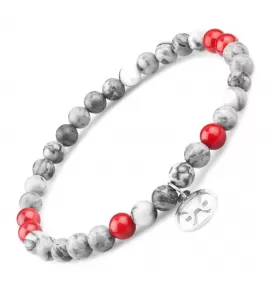 Браслет со знаками зодиака на резинке Everiot Select LNS-6021 из яшмы и коралла