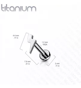 Серьга лабрет из титана с фигуркой молнии Pirslab TIL10-K для пирсинга хряща уха, губ