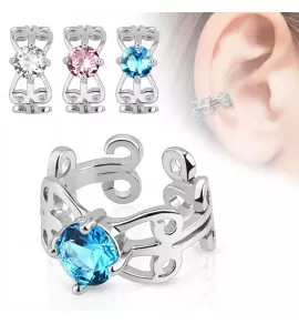 Кафф (клипса) на хрящ уха, хеликс TATIC EC14616 с фианитом и родиевым покрытием