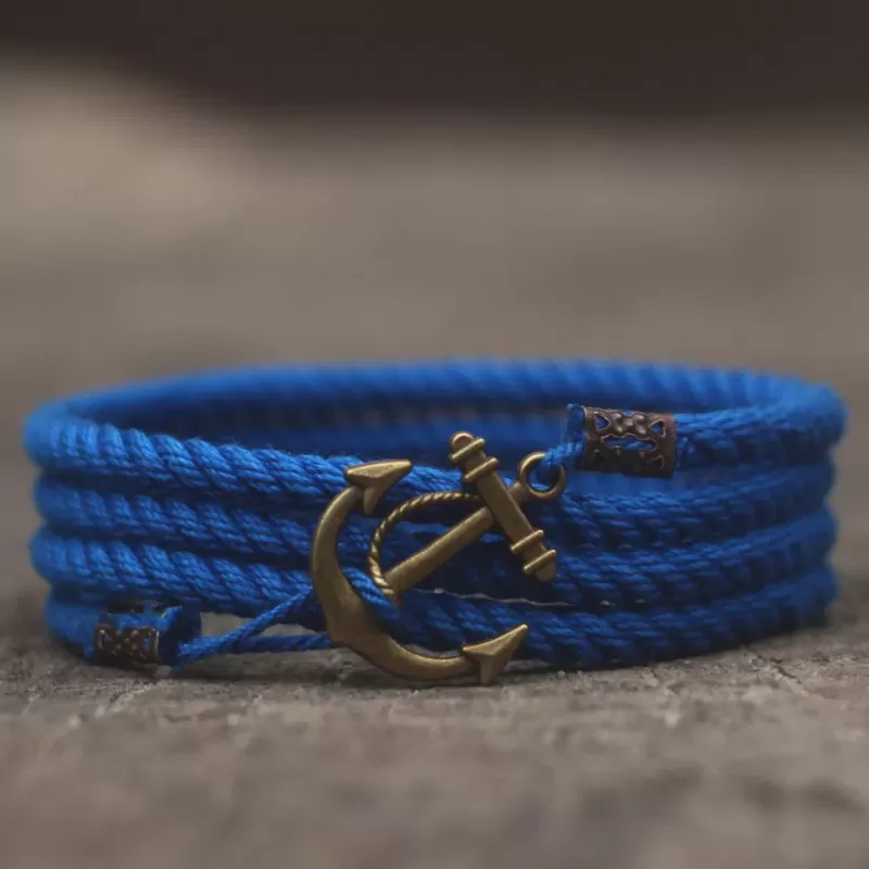 Браслет ANCHORSTUFF ANC-RP-3106 с винтажным якорем ярко-синий