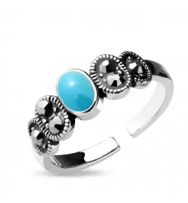 Безразмерное незамкнутое кольцо для пальцев ног/на фалангу TATIC R-A16536 с бирюзой