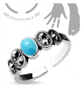 Безразмерное незамкнутое кольцо для пальцев ног/на фалангу TATIC R-A16536 с бирюзой