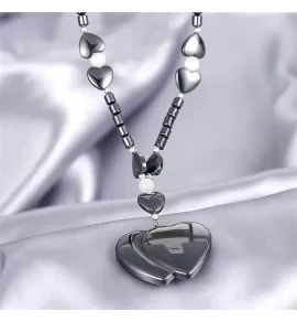 Ожерелье NC-XP-10991 с подвеской в форме сердца из гематита с опалом