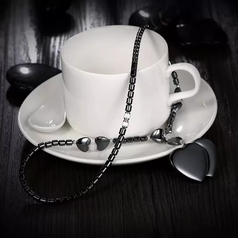 Ожерелье NC-XP-10991 с подвеской в форме сердца из гематита с опалом