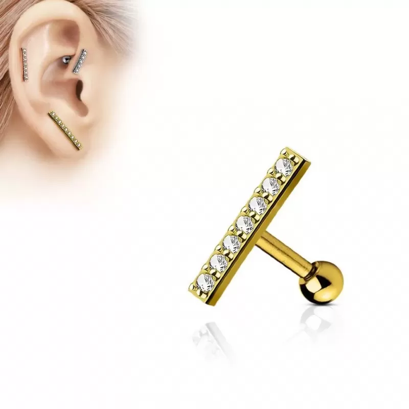 Серьга из стали "Палочка 12 мм" PiercedFish JA16694, микроштанга для пирсинга хряща уха, хеликса