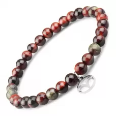 Браслет со знаками зодиака на резинке Everiot Select LNS-6022 из камня бычий глаз и яшмы