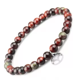 Браслет со знаками зодиака на резинке Everiot Select LNS-6022 из камня бычий глаз и яшмы